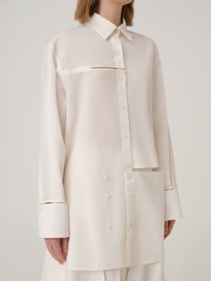OVERSIZED LONG SLEEVE CUT-OUT COTTON SHIRT
