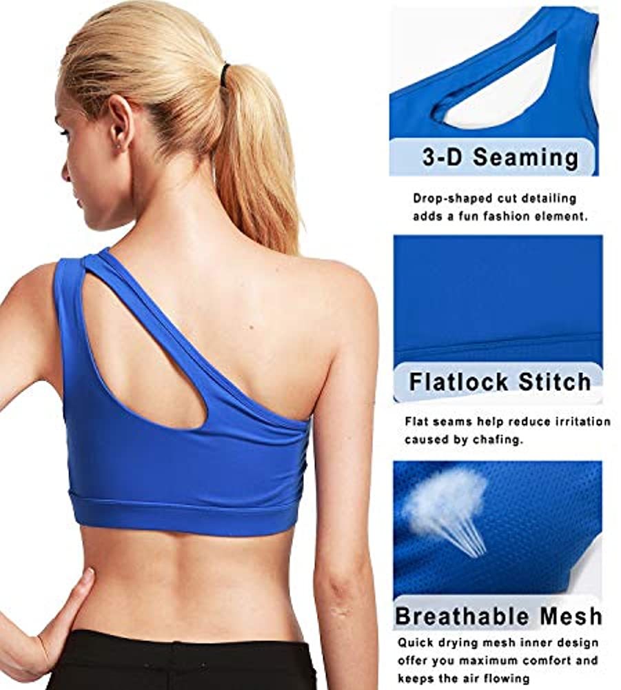Sexy One Shoulder Yoga Bras Women Sports Top Crop Athletic Vest Push Up Underwear BH Sports Bra Sportswear Wire Free Gym Shirts