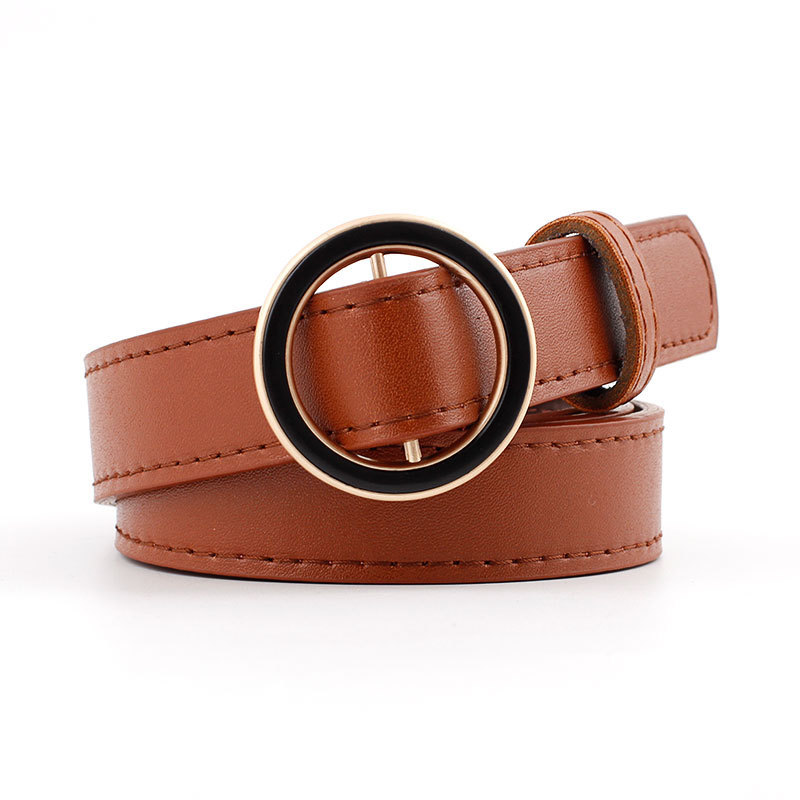 12 Styles Women Belts Luxury Brand Double Circle Buckle PU Leather Waist Strap Jeans Trousers Casual Ladies Female Waistband