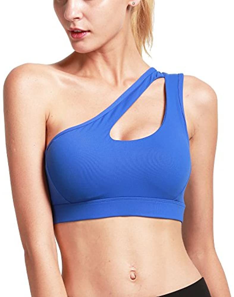 Sexy One Shoulder Yoga Bras Women Sports Top Crop Athletic Vest Push Up Underwear BH Sports Bra Sportswear Wire Free Gym Shirts