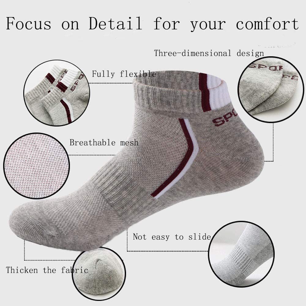 10 Pieces/Pack Men Cotton Socks Breathable Non-slip Summer Ankle Socks Women Mesh Boat Socks Men Short Socks Plus Size(EU39-46)