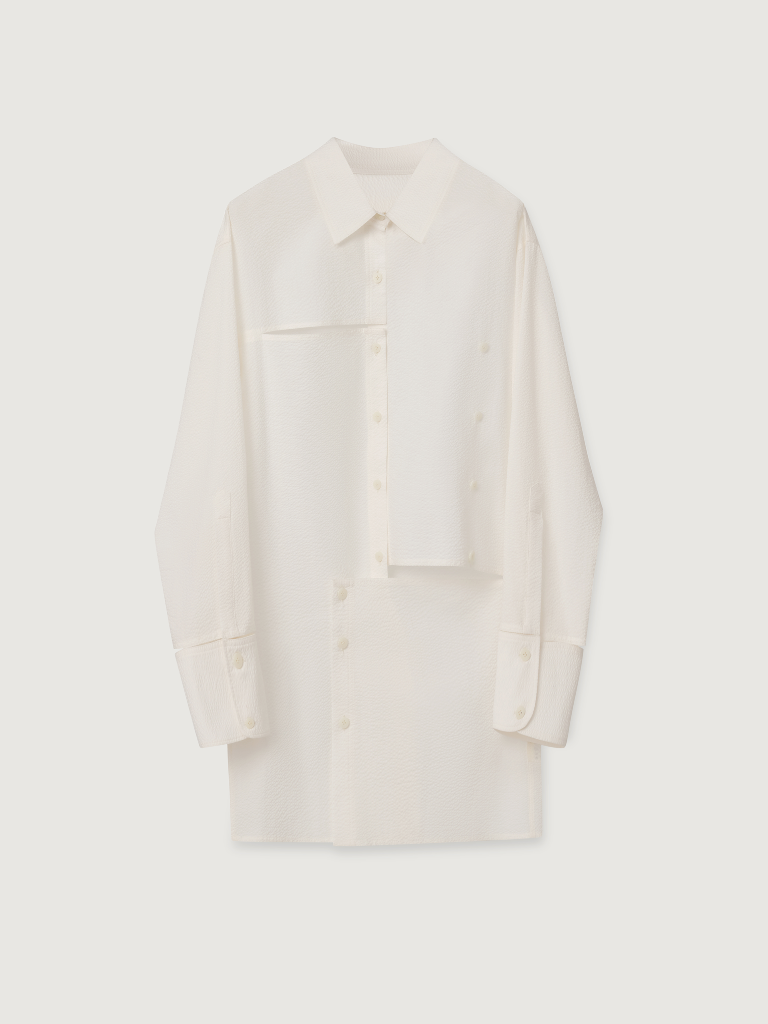 OVERSIZED LONG SLEEVE CUT-OUT COTTON SHIRT