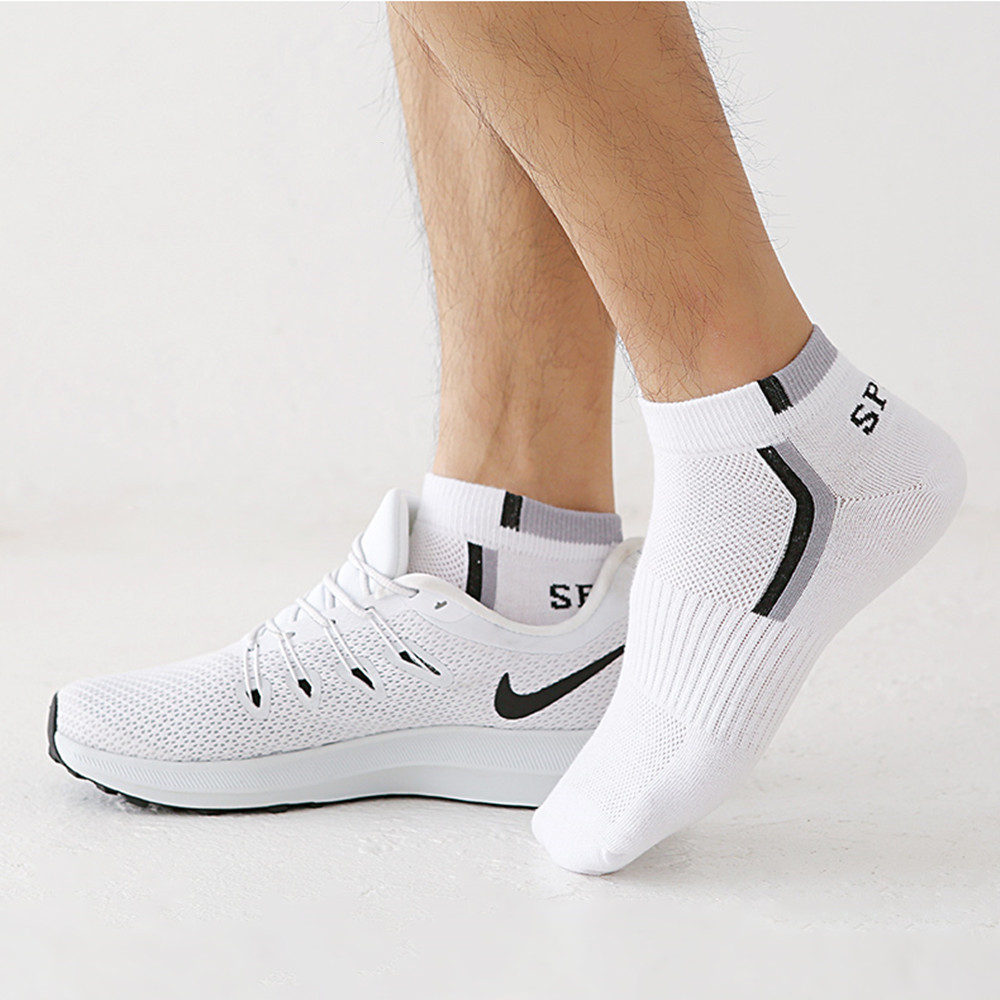 10 Pieces/Pack Men Cotton Socks Breathable Non-slip Summer Ankle Socks Women Mesh Boat Socks Men Short Socks Plus Size(EU39-46)