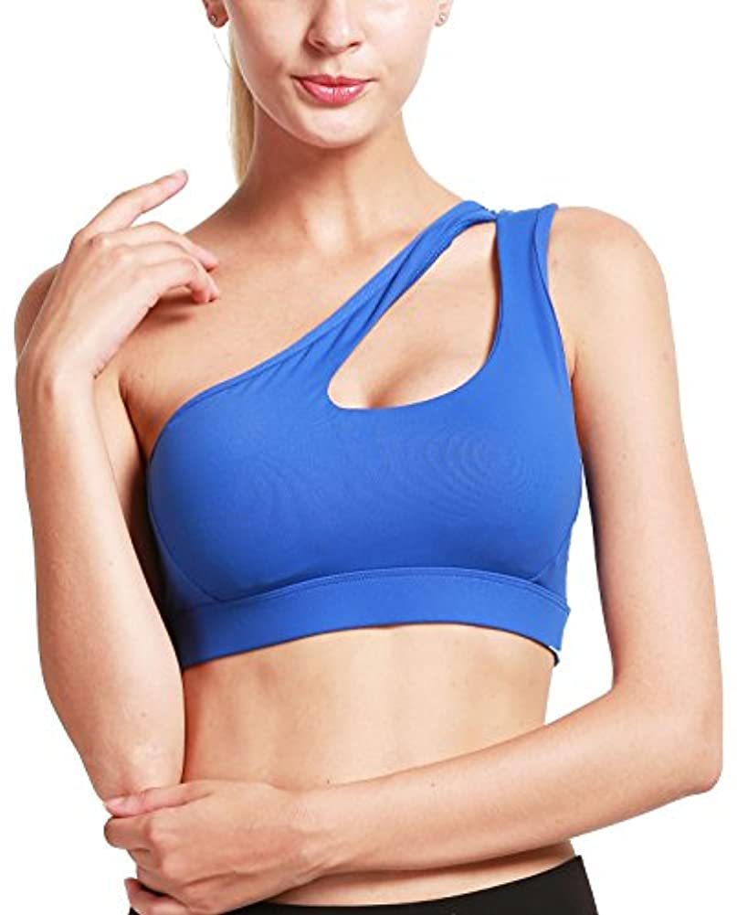Sexy One Shoulder Yoga Bras Women Sports Top Crop Athletic Vest Push Up Underwear BH Sports Bra Sportswear Wire Free Gym Shirts