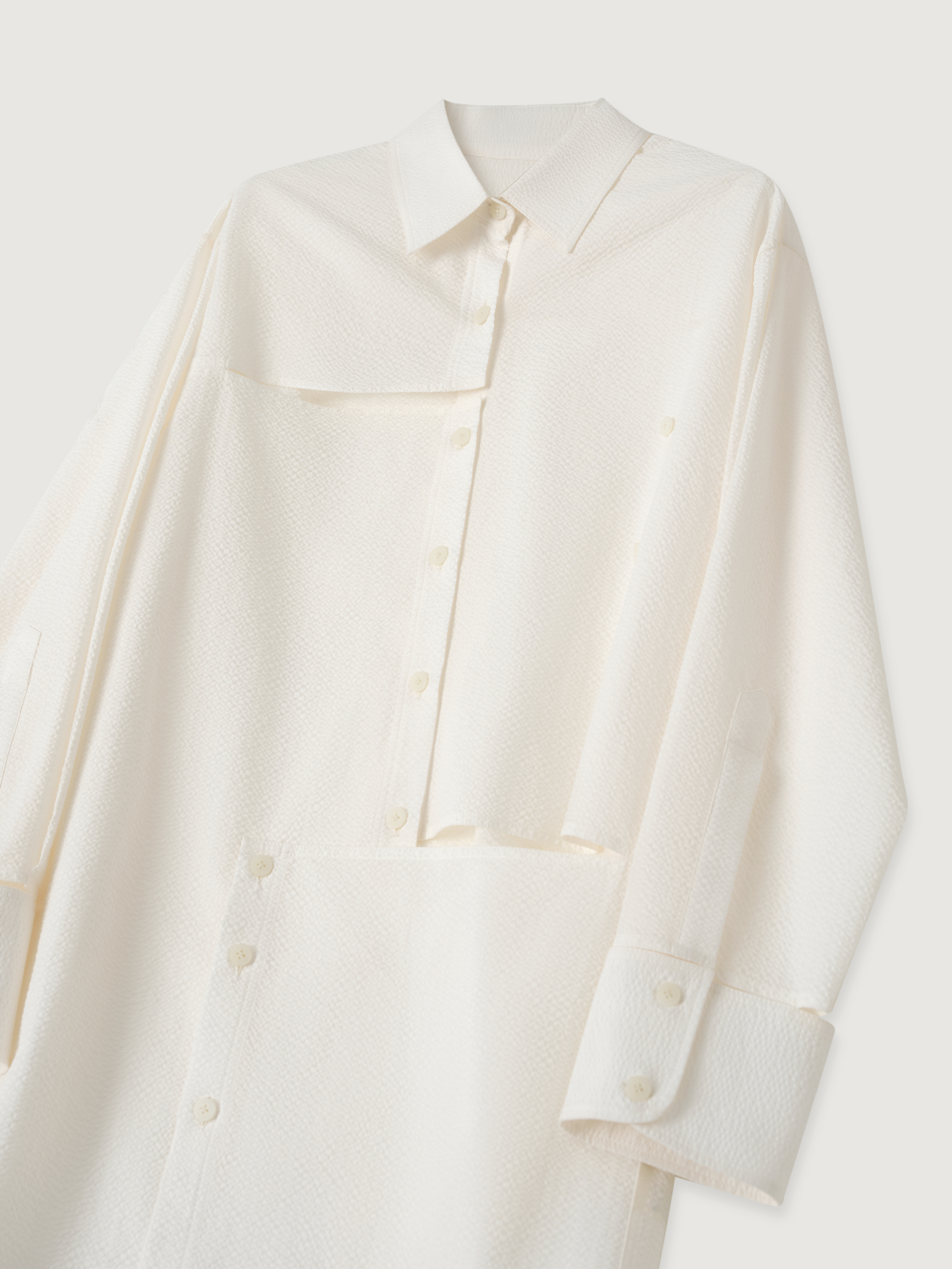 OVERSIZED LONG SLEEVE CUT-OUT COTTON SHIRT