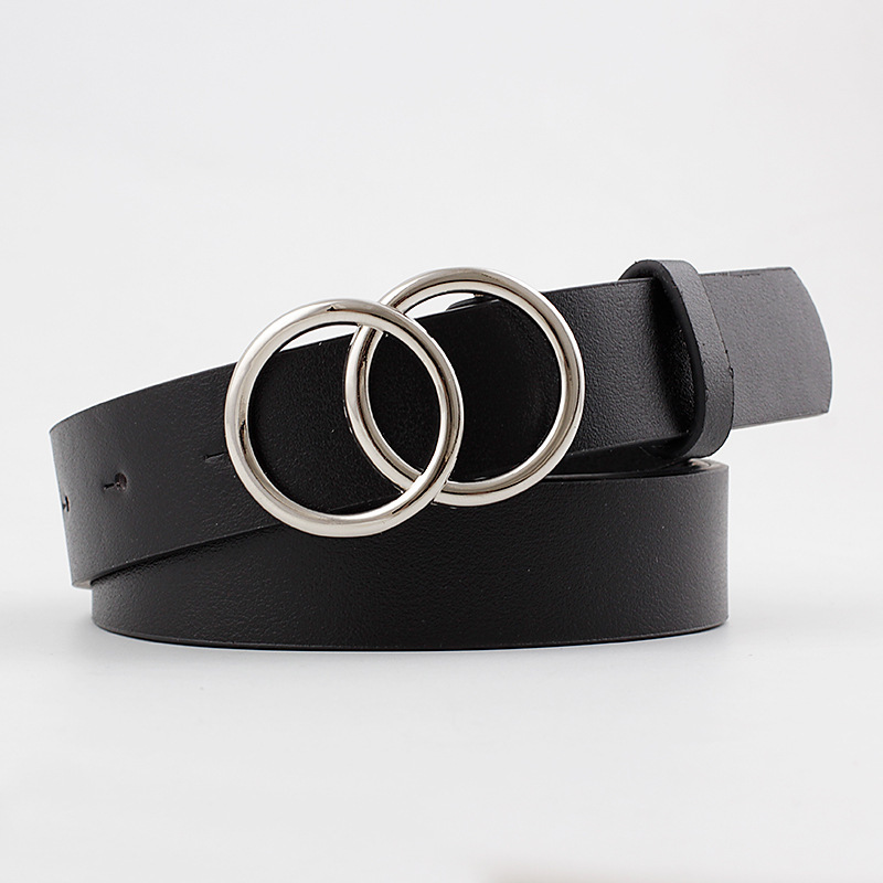 12 Styles Women Belts Luxury Brand Double Circle Buckle PU Leather Waist Strap Jeans Trousers Casual Ladies Female Waistband