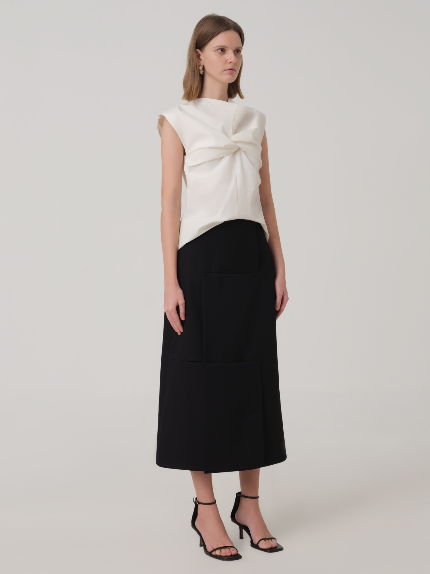 COWL NECK COTTON BLOUSE