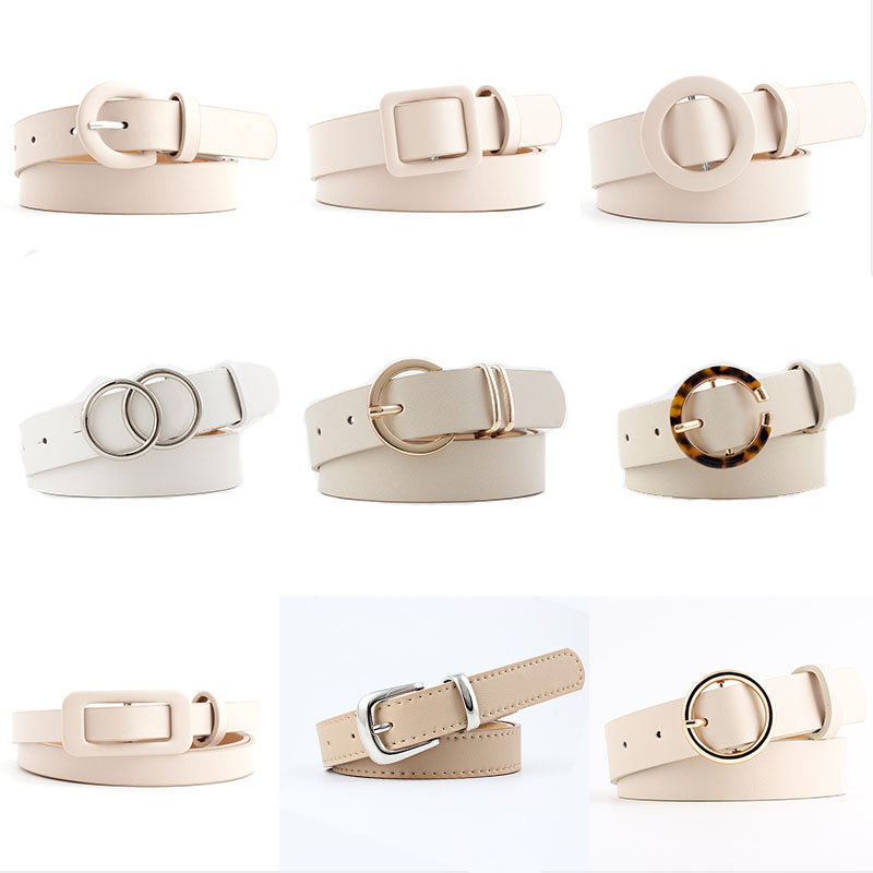 12 Styles Women Belts Luxury Brand Double Circle Buckle PU Leather Waist Strap Jeans Trousers Casual Ladies Female Waistband