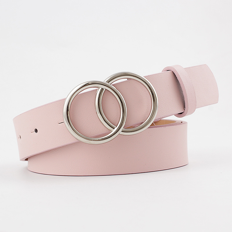 12 Styles Women Belts Luxury Brand Double Circle Buckle PU Leather Waist Strap Jeans Trousers Casual Ladies Female Waistband