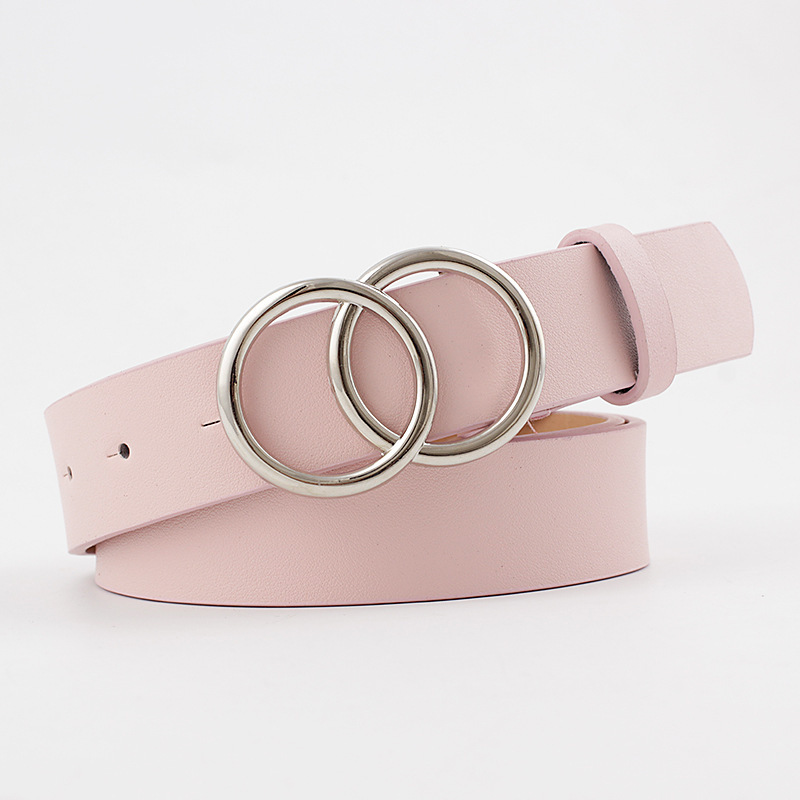 12 Styles Women Belts Luxury Brand Double Circle Buckle PU Leather Waist Strap Jeans Trousers Casual Ladies Female Waistband