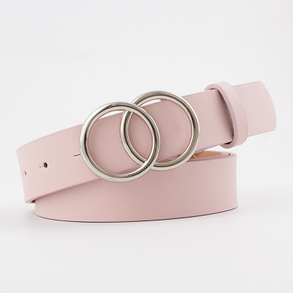 12 Styles Women Belts Luxury Brand Double Circle Buckle PU Leather Waist Strap Jeans Trousers Casual Ladies Female Waistband
